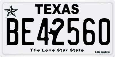 TX license plate BE42560