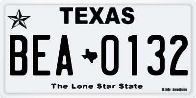TX license plate BEA0132