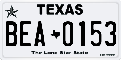 TX license plate BEA0153