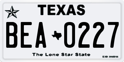 TX license plate BEA0227