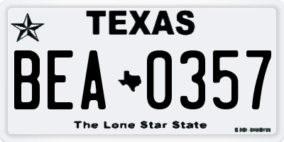 TX license plate BEA0357