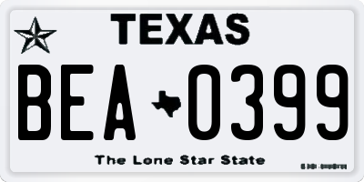 TX license plate BEA0399
