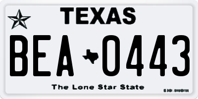 TX license plate BEA0443