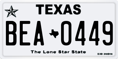 TX license plate BEA0449