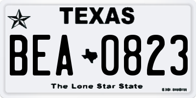 TX license plate BEA0823
