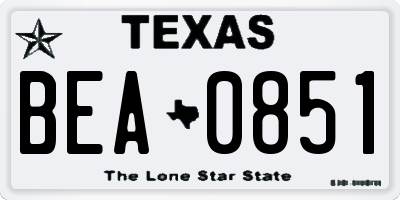 TX license plate BEA0851