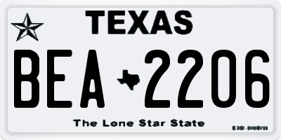 TX license plate BEA2206