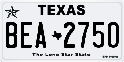 TX license plate BEA2750
