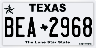 TX license plate BEA2968