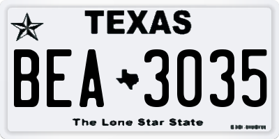 TX license plate BEA3035