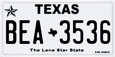 TX license plate BEA3536