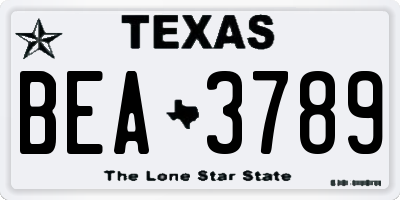 TX license plate BEA3789