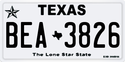 TX license plate BEA3826
