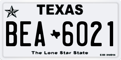TX license plate BEA6021