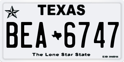 TX license plate BEA6747