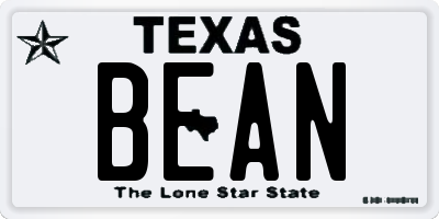 TX license plate BEAN