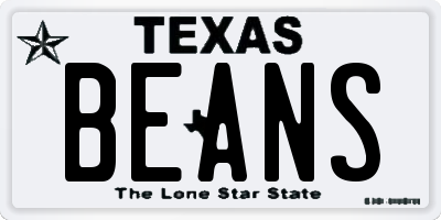 TX license plate BEANS