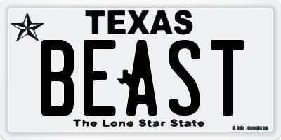 TX license plate BEAST