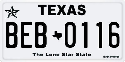 TX license plate BEB0116