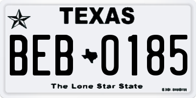 TX license plate BEB0185