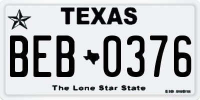 TX license plate BEB0376