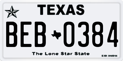 TX license plate BEB0384