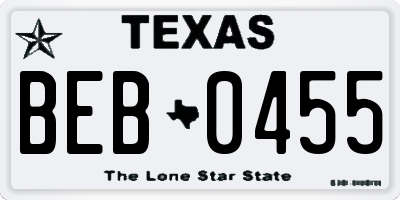 TX license plate BEB0455