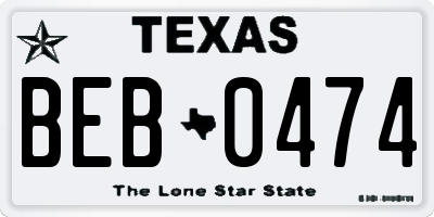 TX license plate BEB0474
