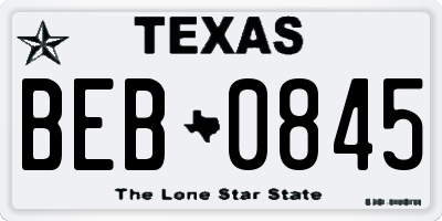 TX license plate BEB0845