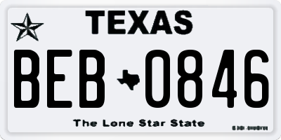 TX license plate BEB0846