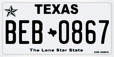 TX license plate BEB0867