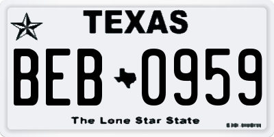 TX license plate BEB0959