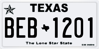 TX license plate BEB1201