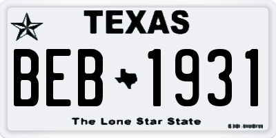 TX license plate BEB1931