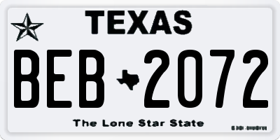 TX license plate BEB2072