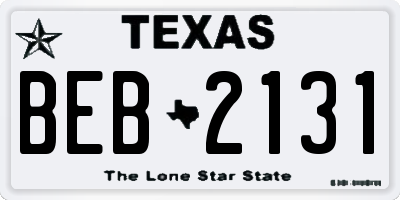 TX license plate BEB2131