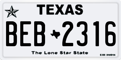TX license plate BEB2316