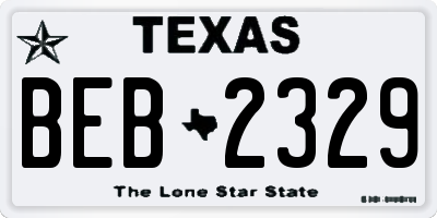 TX license plate BEB2329