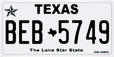 TX license plate BEB5749