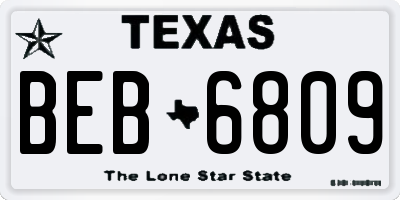 TX license plate BEB6809