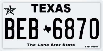 TX license plate BEB6870