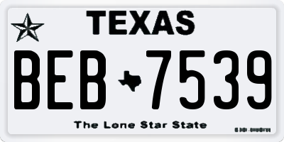TX license plate BEB7539