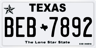 TX license plate BEB7892
