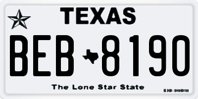 TX license plate BEB8190
