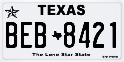 TX license plate BEB8421