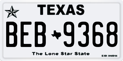 TX license plate BEB9368