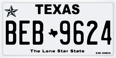 TX license plate BEB9624