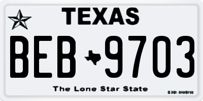 TX license plate BEB9703