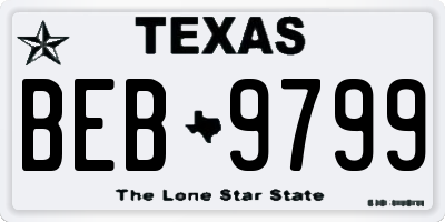 TX license plate BEB9799