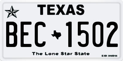 TX license plate BEC1502